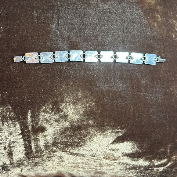 Vintage Sterling Silver Mexico 925 polished turquoise or lapis 9 stone bracelet - Picture 5 of 9